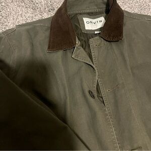 Orvis Men SZ XXL Canvas Quilt Lined Corduroy Trim Olive Green Barn Chore Jacket